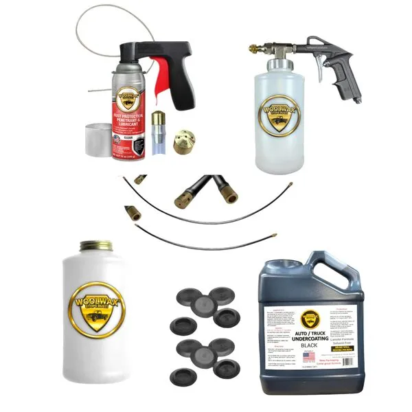 woolwax 1 Gallon Black Undercoating Kit Bundle w/PRO Gun& 2 Wands.