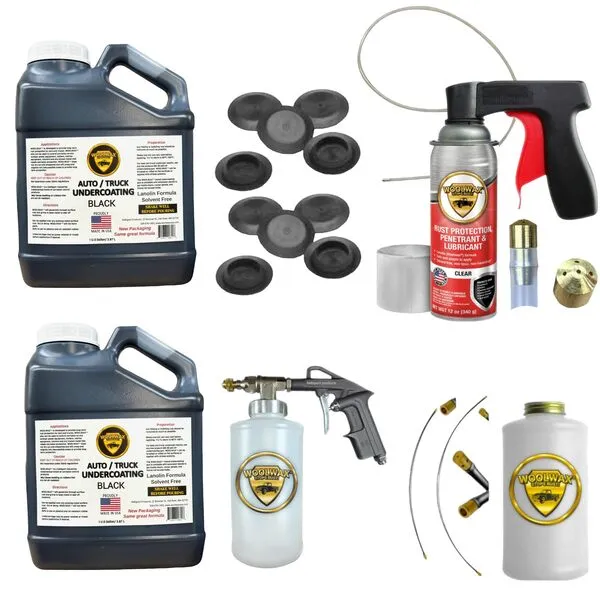 woolwax 2 Gallon Undercoating Kit Bundle w/PRO Gun & 2 Wands. Black Color.