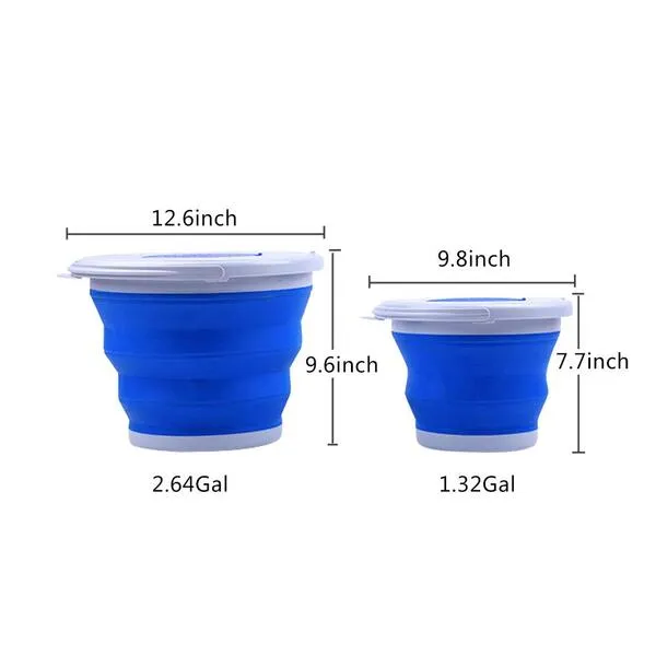 Luoyer Car Washing Buckets Collapsible Plastic Pail Fishing Bucket Portable Outdoor Travel Foldable Bait Bucket Container with Aeration Lid Cover with Handle Blue 10L