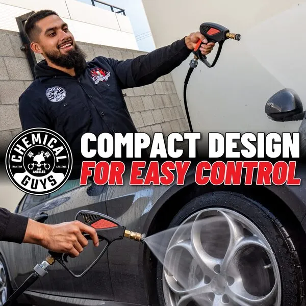 Chemical Guys EQP402 Snubby Pressure Washer Gun, Foam Cannon Attachment, For Gas & Electric Pressure Washers