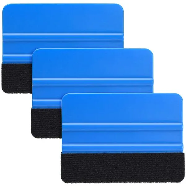 Durable Black Felt Edge Vinyl Squeegee Tool 4-Inch, Car Vinyl Film Wrapping Decal Squeegee Window Tint Work, Professional Scratch Free Squeegee (Pack of 3)
