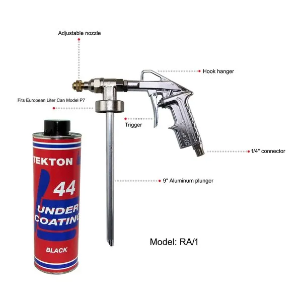 Tekton44 Undercoating for Cars, RVs, Commercial Trucks Black Undercoating Kit (12 Liter Cans + 1 Spray Gun + 1 Spray Wand)