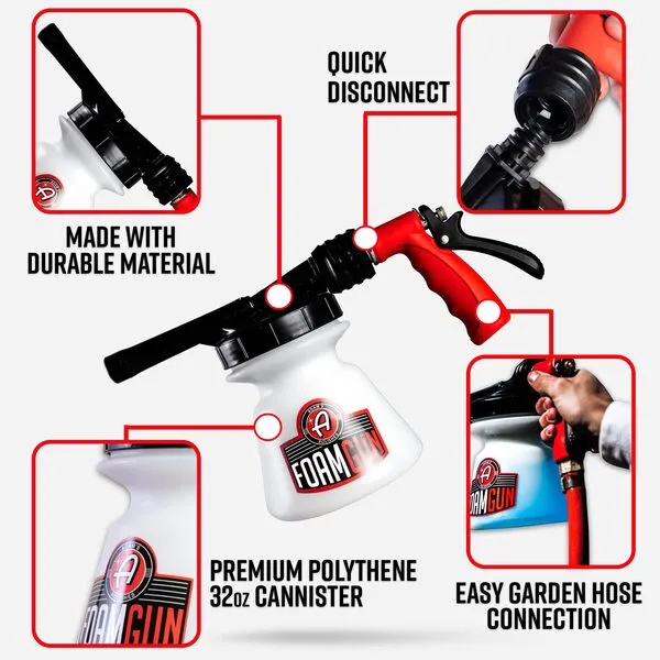 Adam's Polishes Standard Foam Gun & Mega Foam Bundle - Car Wash & Car Cleaning Auto Detailing Tool Supplies | Car Wash Kit Soap Shampoo & Garden Hose for Thick Suds | No Pressure Washer Required