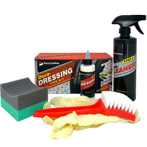 DURA-COATING TECHNOLOGY, Dressing Total Tire Kit - Single Size Car Kit - Tire Dressing, Cleaning and Restoration Kit for Cars - High Gloss Coating to Renew and Protect Your Tires - Made in USA