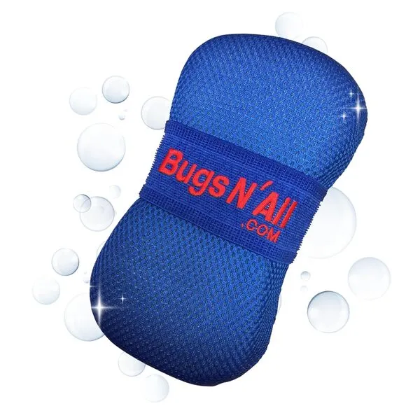Bugs N’ All Bug Sponge - Ultra Nano Microfiber Sponge Soft Mesh for Car, Truck, SUV, RV, Boat, and Motorcycle - Durable Car Cleaning Supplies for Scratch-Free Scrubbing, Bug Splatter, and Tar Removal