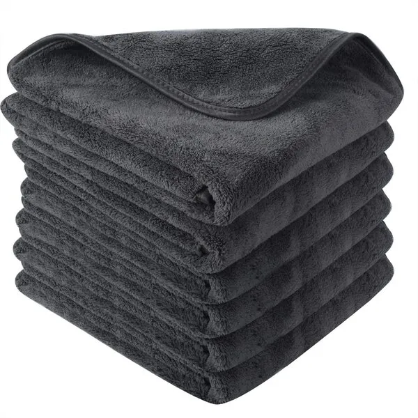 SINLAND Microfiber Car Drying Towels Ultra Absorbent Car wash Cleaning Auto Detailing Towels No Scratches and No Water Spots 16inch x 24inch 6 Pack Grey