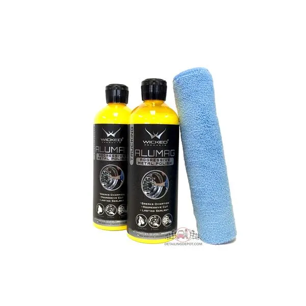 Wicked Alumag Chrome Metal Polish Combo Pack 16oz w/Free Microfiber Towel