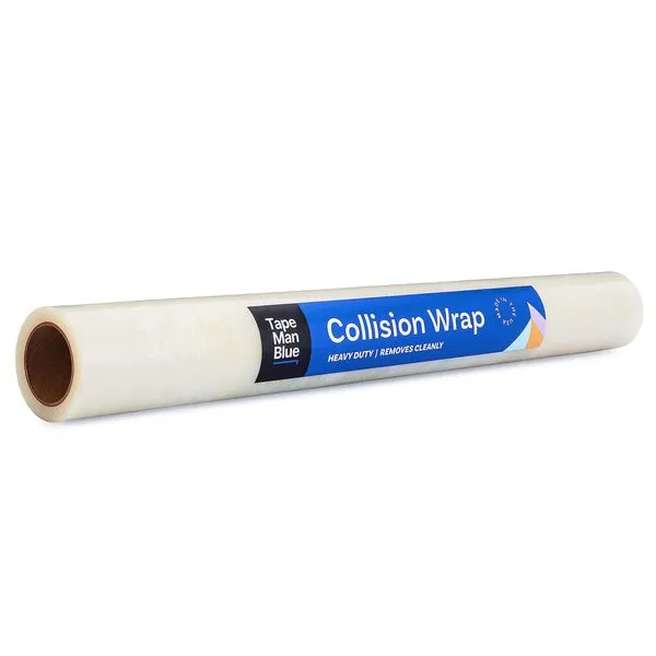 TapeManBlue Crash Wrap, 36 inch x 200 feet, Clear Collision Wrap for Car Windows & Damaged Vehicles, Self-Adhesive Broken Window Cover Film, Made in America