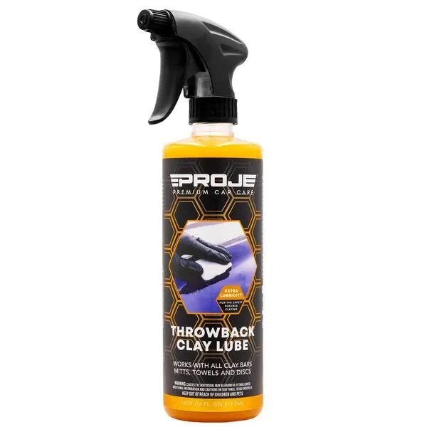 Proje Throwback Clay Lube - Ultra Slick Clay Bar Lubricant Reduces Friction - Synthetic Water Based Formula - for Clay Bar Clay Mitts Clay Towels and Clay Discs - Decontamination Spray - 16 Fl Oz