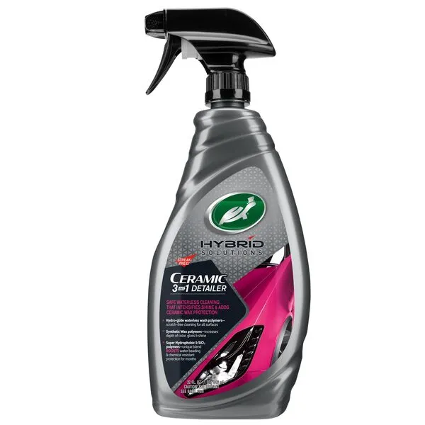 Turtle Wax 53413 Hybrid Solutions Ceramic 3-in-1 Detailer, Waterless Wash and Ceramic Wax Detailing Spray, Cleans, Shines & Protects Car Paint, Glass and Wheels, Repels Water and Dirt, 32 oz.