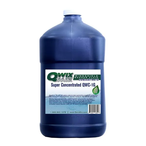 Qwix Mix Windshield Washer Fluid Concentrate, 1 Gallon Makes 500 Gallons - 100% Biodegradable Grime & Dirt Remover, Superior Commercial Grade Glass Cleaner, Single…