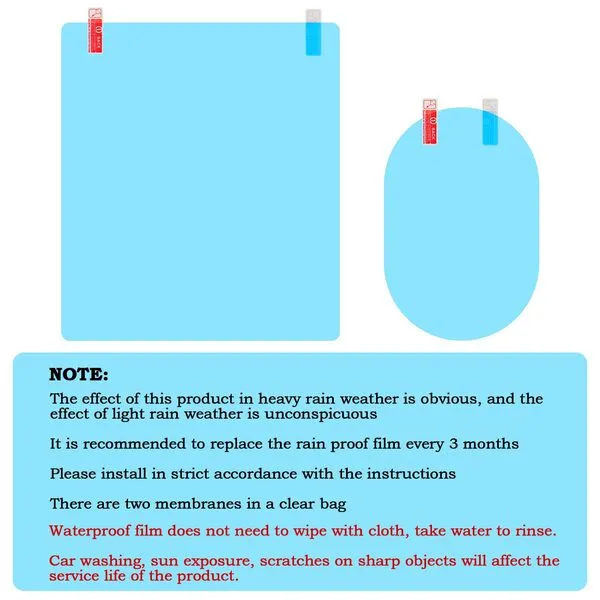 Boao 16 Pieces Car Waterproof Film Anti Rain Mirror Film Waterproof Car Blind Spot Side View Mirror Film Frameless Convex Rear View Mirror Rainproof for Cars Suv Trucks Bus