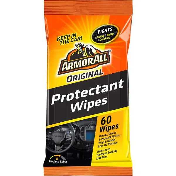 Armor All Car Protectant Wipes, Interior Car Wipes with UV Protection Against Cracking and Fading, 60 Wipes