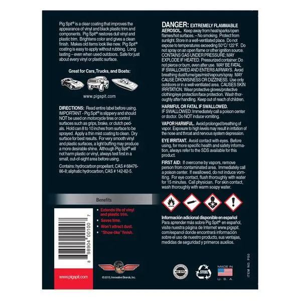 Pig Spit Original for Use on Motors, Transmissions, Vinyl and Black Plastic Trim Components and Tires | 9 oz.| 2-Pack
