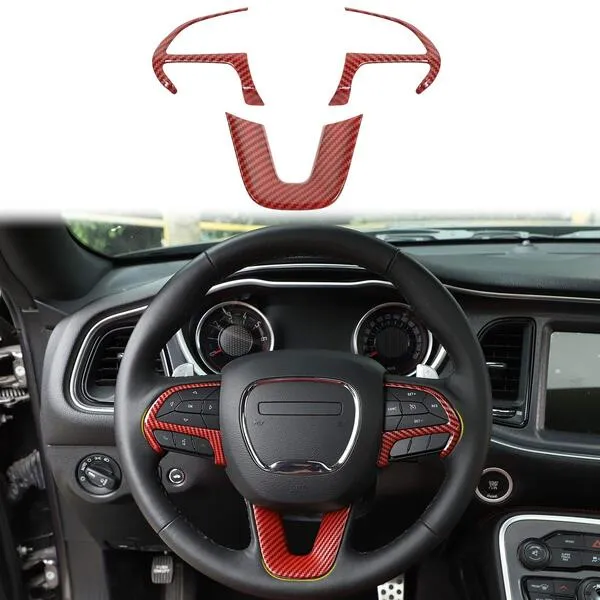 Voodonala Decorative Accessories for 2015-2024+ Dodge Challenger Charger Durango, for Jeep Grand Cherokee SRT8 Interior Accessories, ABS Red/Black Fiber
