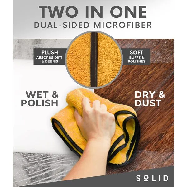 Solid Multipurpose Plush Microfiber Cleaning Cloth Towel for Household, Car Washing, Drying & Auto Detailing - 16