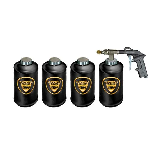 woolwax Lanolin Vehicle undercoating kit (4) Quarts w/PRO GUN & (2) extension wands. BLACK color