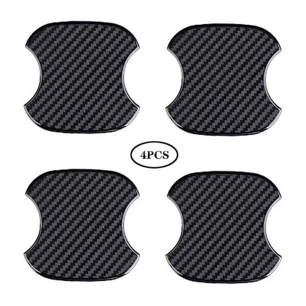 WORCAS 4Pcs Universal 3D Carbon Fiber Car Door Handle Paint Scratch Protector Sticker Auto Door Handle Cups Protective Pad (M)