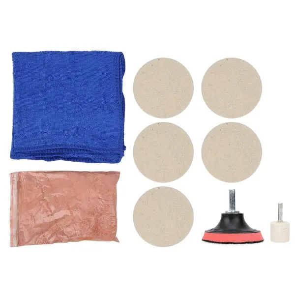 Glass Polishing Kit Car Windscreen Glass Scratch Remover 100g Cerium Oxide Powder Polishing Kit Wheels Set Polish Pads