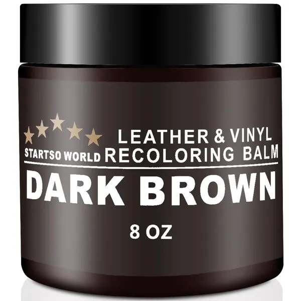 STARTSO WORLD Leather Recoloring Balm, Dark Brown Leather Repair Kit for Furniture, Leather Dye, Leather Color Restorer for Couches, Leather Couch Paint | Repair, Restore Faded & Scratched Leather
