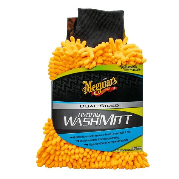 Meguiar’s Hybrid Wash Mitt - Plush Microfiber Wash Mitt for a Gentle Wash, Scratch-Free and Effective Cleaning - Dual-Sided Wash Mitt to Clean and Apply Protection with Hybrid Ceramic Wash and Wax