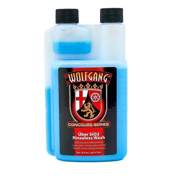 WOLFGANG CONCOURS SERIES Uber SiO2 Rinseless Wash, WG-1650, 16 Fl. Oz. Bottle, Highly Concentrated Water-Soluble Rinse-Free Automotive Rinseless Wash Liquid