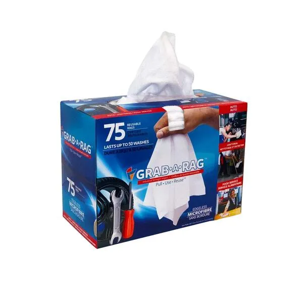 Grab•a•Rag Microfiber Cleaning Cloth, Soft Highly Absorbent Lint-Free Streak-Free Reusable Microfiber Towel Wipes for House, Kitchen, Bathroom, Car, Electronics, TV Screen, Pack of 75 (11.7\