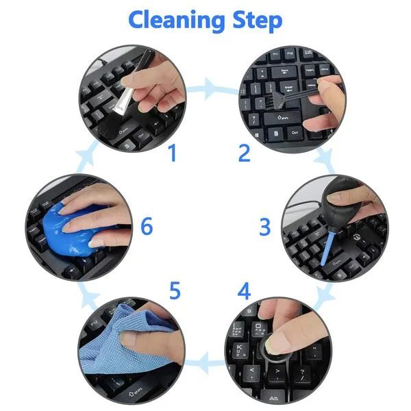 Fesciory 4 Pack Keyboard Cleaner, Dust Cleaning Gel with 5 Keyboard Cleaning Kit, Universal Car Cleaning Gel for Car Vent, Detailing Cleaning Gel Putty for Car Dash, Printers, Calculators, Speakers