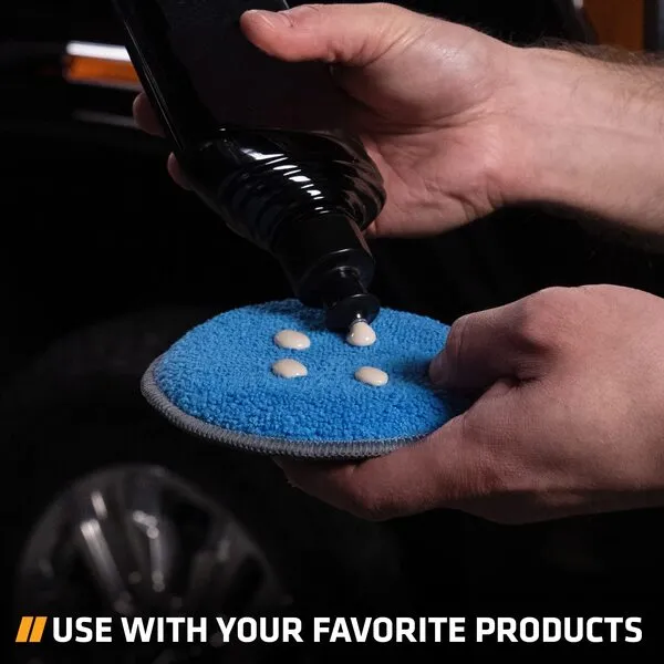 VIKING Microfiber Applicator Pads, Polishing Pad, Tire Shine Applicator, 5 Inch Diameter, Blue/Grey, 6 Pack