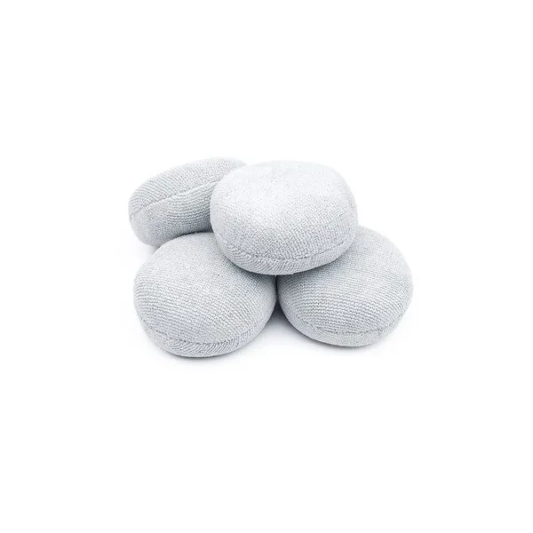 The Rag Company - Pearl Puck NO SOAK Applicator - Ergonomic Ceramic Coating Applicator; Pearl Weave Microfiber Exterior; Patented Plastic Barrier to Prevent Over Absorption, Ice Grey (4-Pack)
