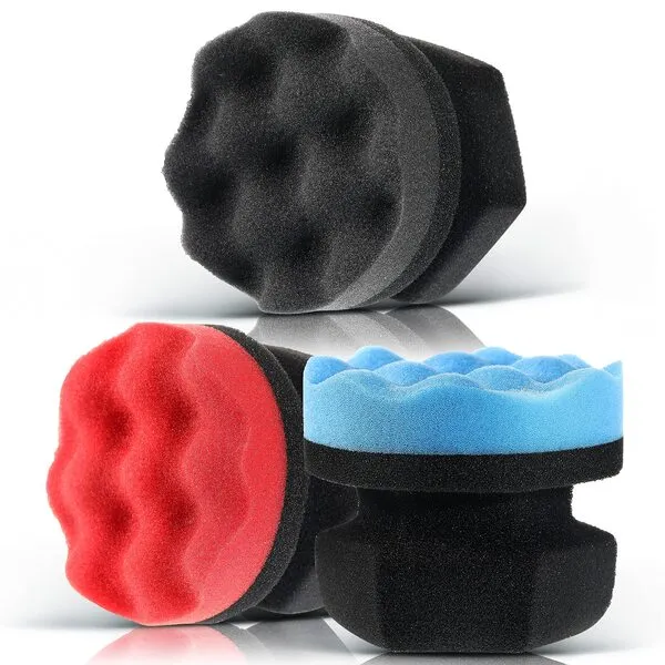 3 Pieces Tire Shine Applicator Tire Dressing Applicator Pads Tire Sponge Applicator Foam Tire Gel Wet Applicator Car Detailing Reusable Cleaning Supplies for Tire Shine (Black, Red, Blue,3.15 Inch)