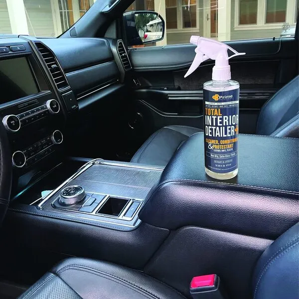 Prime Solutions Citrus Orange Total Interior Detailer+ | (4-in-1) Cleaner, Conditioner, Protectant, & Stain Remover Spray - Leather, Vinyl, Plastic, Upholstery, & Fabric Surfaces