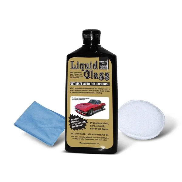 Liquid Glass Ultimate Auto Polish/Finish, Microfiber Cloth, and Applicator Pad - Seal and Protect Your Vehicle’s Finish with Liquid Glass Ultimate Auto Polish/Finish, 16 oz.