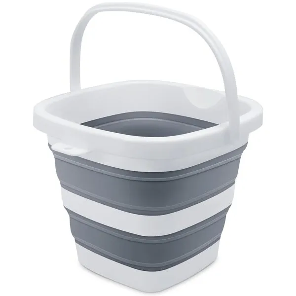 Goderewild Collapsible Bucket 1.4 Gallon(5L) for House Cleaning, Beach, Car Wash, Camping, and Fishing - Lightweight, Foldable, and Portable Small Plastic Water Supplies(Mini-Grey)