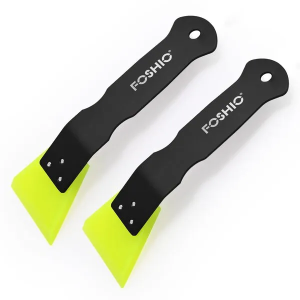 FOSHIO 2 Pack Small Squeegee for Vinyl, Stainless Steel Handle Mini Squeegee for Mirror Shower Glass Door Window Cleaning, Car Light, Bumper Vinyl Wrap Window Tint Kit