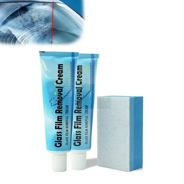 ZUCCO Car Glass Oil Film Cleaner, Glass Oil Film Removing Paste, Glass Film Removal Cream, Car Windshield Oil Film Cleaner, Glass Oil Film Remove, Glass Stripper Water Spot Remover (2PCS)