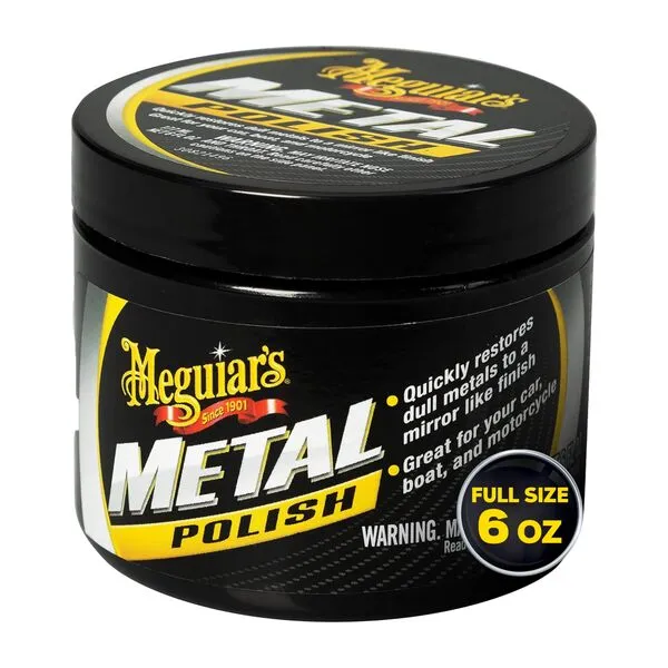 Meguiar's Metal Polish - Brighten and Restore Your Car's Chrome, Stainless Steel, and Polished Aluminum - For a Brilliant Shine on Bare Metal Wheels, Exhaust Tips, and More - 6 Oz