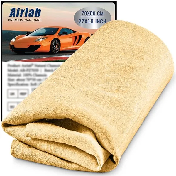 Chamois Cloth for Car 20\'\' x 27.6\'\' (3.7 sq ft) Shammy Towel Car Wash Drying Towel Absorbent Real Leather Lint Free Streak Free Cleaning Cloth