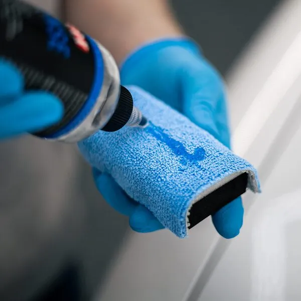 Autofiber [Saver Block & Refill] Coating Applicator Foam Block with Side Velcro and Refill Saver Sheets with Barrier Layer (3.5 in. x 2 in. x 1 in.) Blue/Gray - 12 Pack