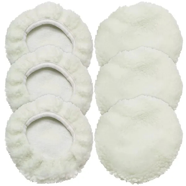 Bonsicoky 6 PCS Car Polishing Bonnet Buffing Pad Lamb Fleece Buffing Pad Cover for 5