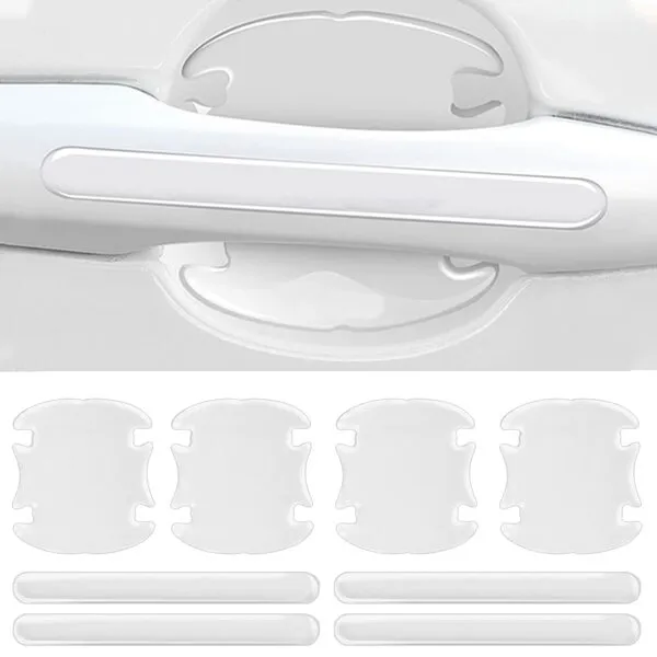 ElekTonny 8 Pcs Clear Car Door Handle Protector,Scratch-Proof Door Handles Paint Protection Film, Car Voiture Accessories for Women Men(White)