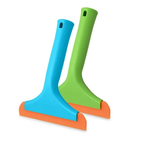 Silicone Squeegee Window Shower Squeegee,Auto Water Blade,Water Wiper,All-Purpose Cleaning Squeegee for Car Windshield, Window, Mirror Shower Glass Door 5.9\'\' Blade and 7.5\'\' Long Handle (Blue+Green)