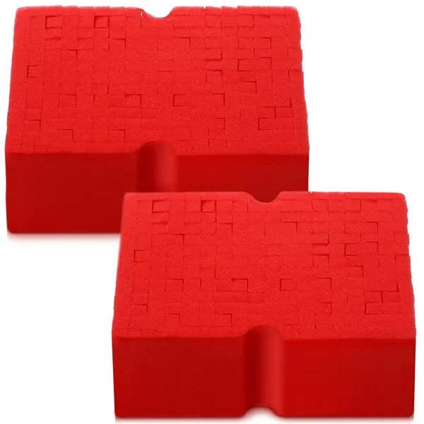 Eaasty 2 Pcs Big Car Wash Sponge Large Cross Cut Durable Foam Soft Grid Sponge Rinseless Absorbent Easy Grip Non Scratch Car Detailing Wash Sponge for Auto Multi Use Cleaning Washing Surfaces(Red)