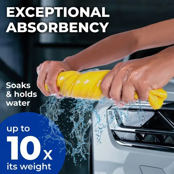 Premium XL Shammy Towel for Car - 2pk (34”x25”) - Super Absorbent Chamois Towel for Car - Spots & Scratch-Free Shammy Cloth for Car Drying - Reusable Car Drying Towel