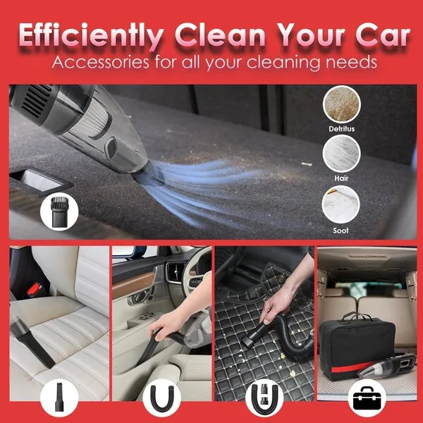 51Pcs Car Cleaning Kit,Handheld Vacuum with 8000Pa Suction, Car Interior Detailing Kit with Detailing Brush set, Car Detailing Kit, Cleaning Gel, Car Cleaning Supplies, Car Accessories for Men