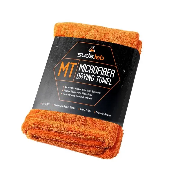 Suds Lab Large Microfiber Drying Towel (24 in x 35 in) Car Exterior Cleaning and Detailing Cloth, Safe On Plastic Trim, Glass, Carbon Fiber, Paint