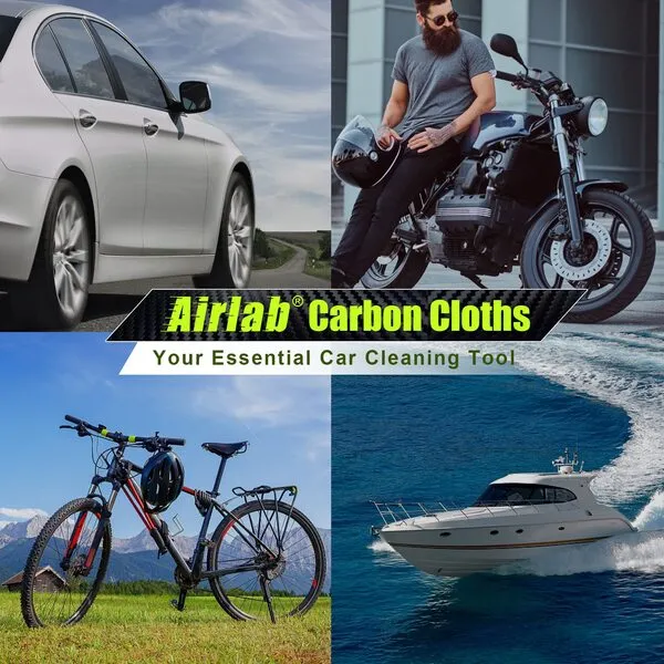 Airlab Carbon Microfiber Towels for Car Glass Window Polishing Cleaning Cloth Auto Detailing Lint Free Streak Free Drying Car Wash Large Towel, Pack of 2, 20