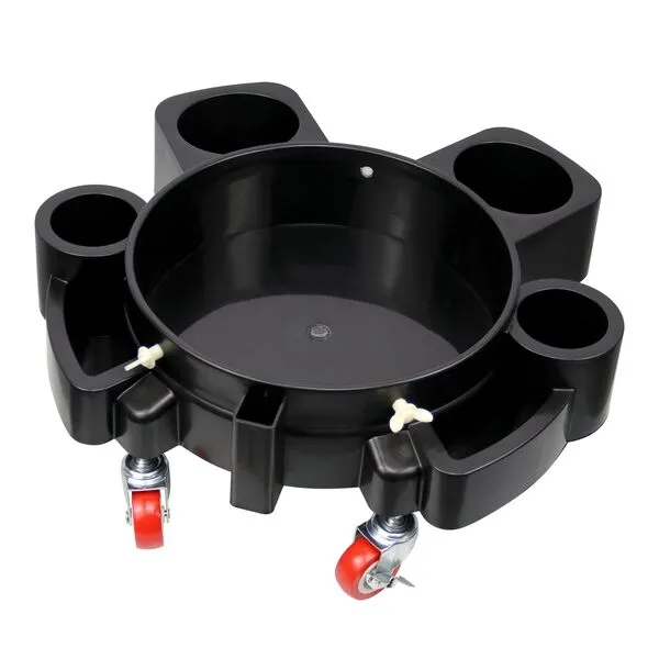 CNQLIS 5 Gallon Bucket Dolly with 5 Smooth-Rolling Swivel Casters,Two of Them Have Locking Brakes for Car Washing Detailing Smoother Maneuvering,Bearing 250lb, Black