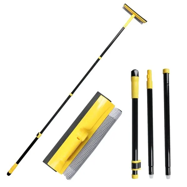 Long Handle Window Squeegee,2-in-1 Glass Squeegee Have 63