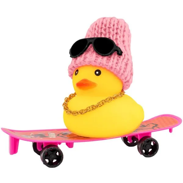 wonuu Car Duck Ornament Rubber Duck Car Dashboard Decoration for Car Dashboard Decoration Accessories with Mini Hat, Necklace, Sunglasses, Chair or Skateboard